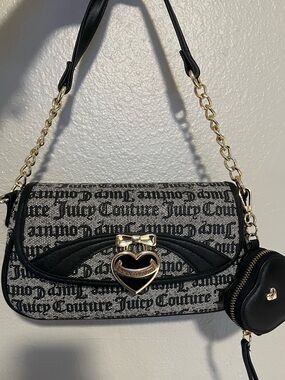 Juicy Couture Black & gray shoulder Bag comes with juicy heart charm